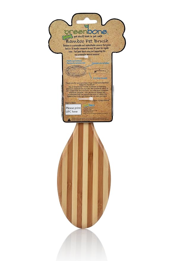 Greenbone Pet Spa Slicker Brush - All-Natural Bamboo Pet Grooming Tool - Entirely Made from Sustainable Bamboo for Dogs & Cats