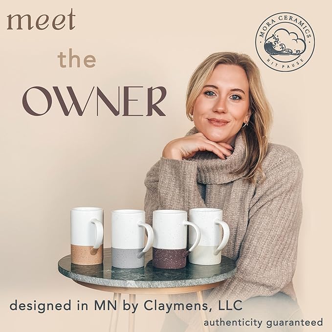 MORA Ceramics 12oz Coffee Mug Set of 4 - Ceramic Tea Cups with Handle - Microwave and Dishwasher Safe, Perfect For Cup or Mug Lovers - Rustic Matte Glaze, Modern Design Mugs - Assorted Colors