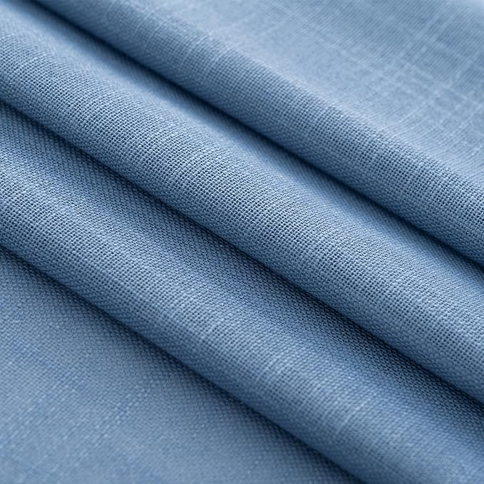 Denim Blue Curtains for Living Room Back Tab Modern Farmhouse Semi Sheer Blue Curtains 63 inches Long 2 Panels Set Muted Neutral Window Curtain for Dining Room Bedroom 52x63