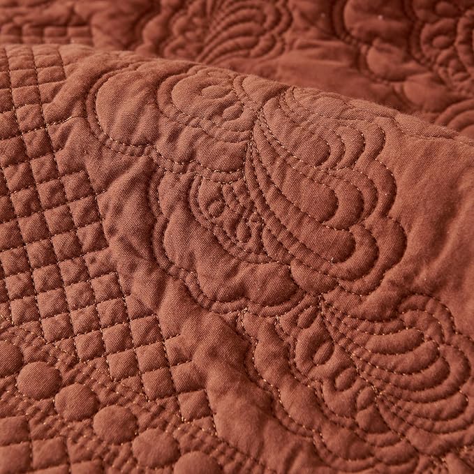 vctops Set of 2 Decorative Cotton Quilted Throw Pillow Covers 18x18 Cozy Boho Farmhouse Embroidery Cushion Cover Soft Accent Pillowcase for Couch Sofa Bed (Orange,18"x18")
