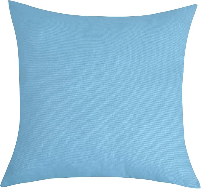 TangDepot Cotton Solid Throw Pillow Covers, 18" x 18" , Sky Blue, 1 Count (Pack of 1) | 100% cotton, same-color zip, machine wash & air dry. For living room, bedroom, office, car. 42 colors, 254 sizes. Cover only.