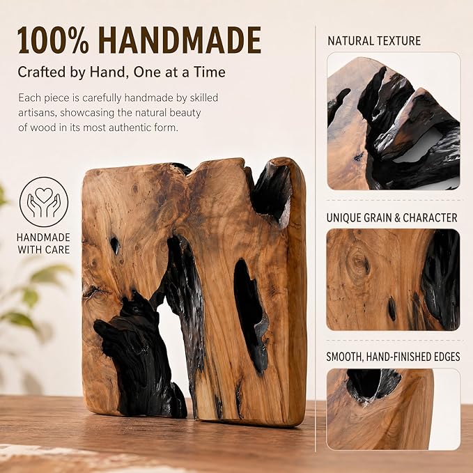 BOTALEGRE 4-Piece Natural Cedar Wood Wall Art Set, Handcrafted Rustic Abstract Wall Decor, Unique Cedar Root Wooden Wall Hanging for Home Living Room Bedroom Office
