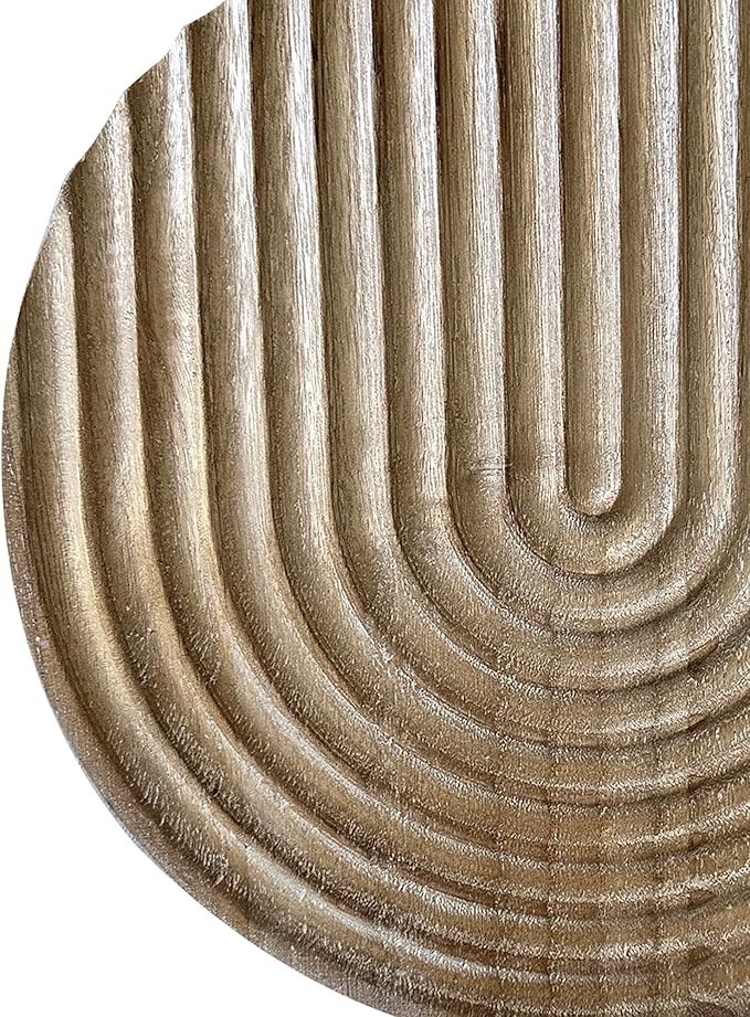 Musanpou Hand-carved Round Art Decor for Home and Living Room Wall Simple Wooden Farmhouse Wall Decor (Natural)