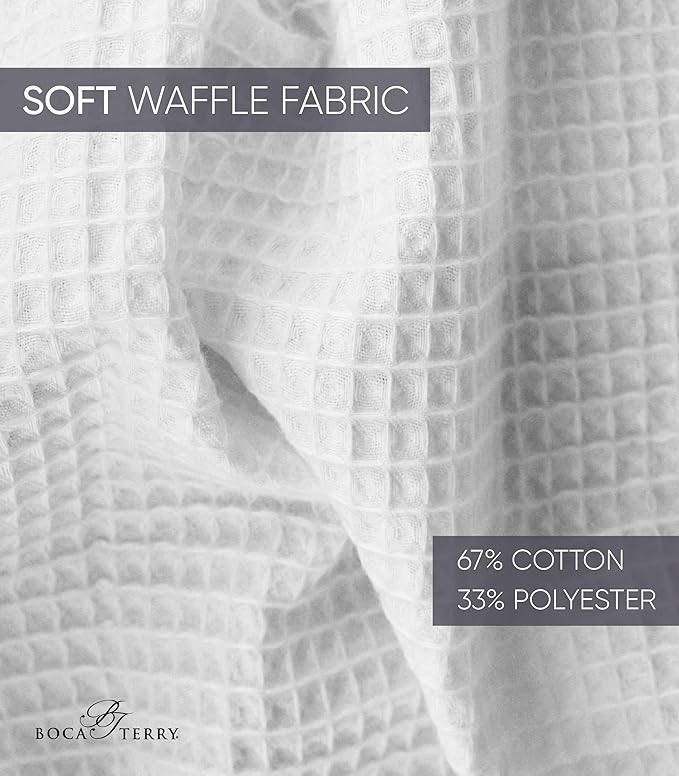Women's Waffle Robe by Boca Terry, Lightweight Waffle Knit Summer Bathrobe | Full length, soft spa & hotel bath robe for women