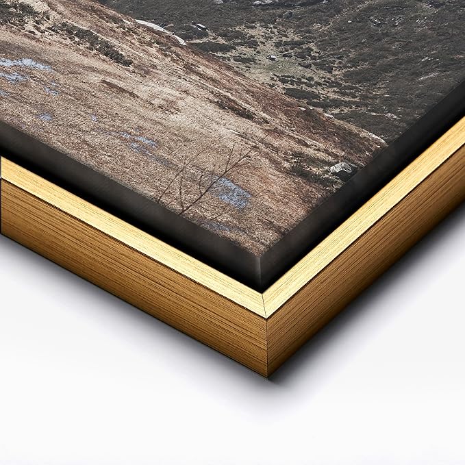 Monem Art Scandinavian Mountain Cabin Landscape Photography Print - Nordic Nature Scenic Art Poster - Wall Decor for Living Room, Bedroom or Office - 18x24 Gold Framed CANVAS by Mareike Bohmer