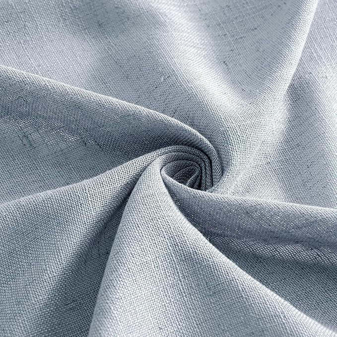 MIULEE Chambray Blue Linen Curtains 54 Inch Length 2 Panels for Bedroom Living Room, Soft Linen Textured Window Drapes Semi Sheer Light Filtering Back Tab Rod Pocket Farmhouse Modern Burlap Look Decor