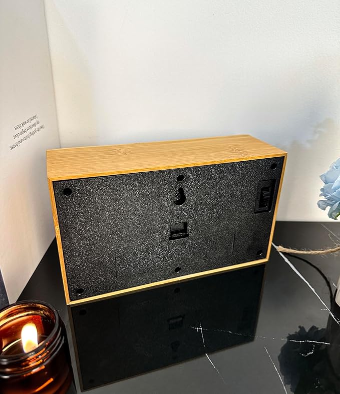 Bamboo Flip Clock,Retro Digital Flip Down Clock,Flip Desk Clock,Retro Vintage Design Auto Flip Clock Desk Clock Table Clock,Battery Operated Digital Display,Decorations(No battery included) (black)