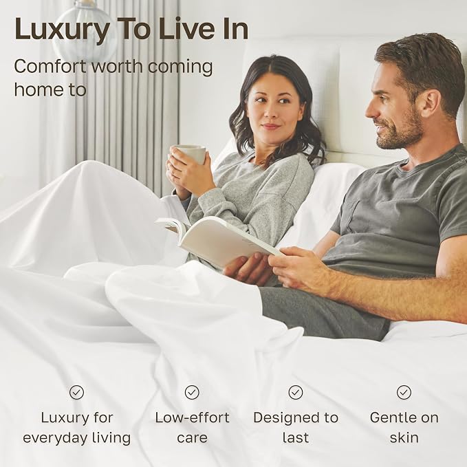 California Design Den 100% Egyptian Cotton Sheets King Size Set - Certified Authentic Luxury King Size Sheets Set, Deep Pockets, Soft Sateen Breathable & Durable Bedding - White
