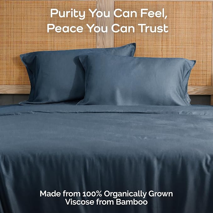 Pillow Cases King Size Set of 2 Pillowcases 100% Viscose from Bamboo Cooling Pillowcases, Soft & Breathable Pillow Case with Envelope Closure, Blue Pillow Cases (Storm)