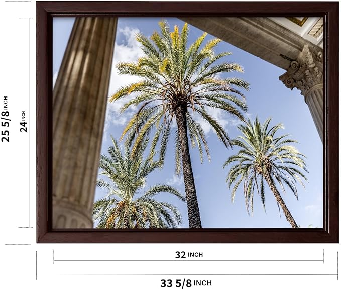 Monem Art Palermo Palm Trees Sicily Print - Tropical European Architecture Poster - Wall Decor for Living Room, Bedroom or Office - 24x32 Brown Framed CANVAS Wall Art by Mareike Bohmer