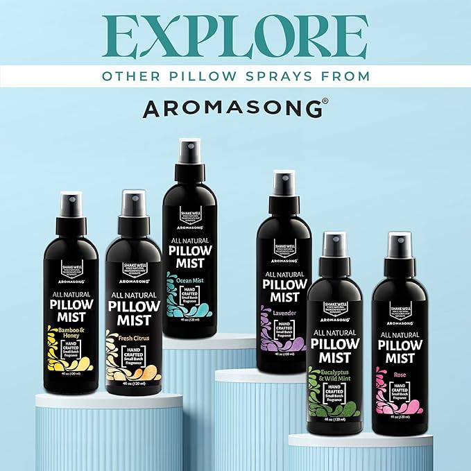 Aromasong Eucalyptus Pillow Spray For Sleeping - All Natural Calming Linen & Bedtime Sleep mist For Deep Sleep - Pillow Spray Aromatherapy With Botanical Essential Oils For Relaxing Stress