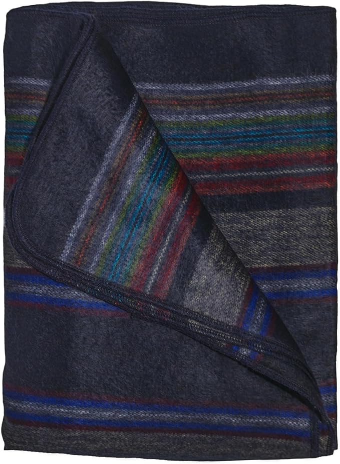 Alpaca Wool Throw Blanket | Warm, Ultra-Soft, 85" x 65" | Breathable, Non-Itchy Blanket-Throw | Hypoallergenic and Beautiful Fabric (Dark Blue)