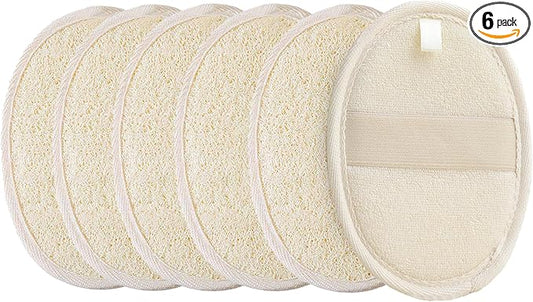 [Pack of 6] Loofah Sponge Pads Natural Organic Bath Luffa Sponges Pads Natural Bath Shower Loofah Body Scrubber Sponges for Exfoliating Your Skin