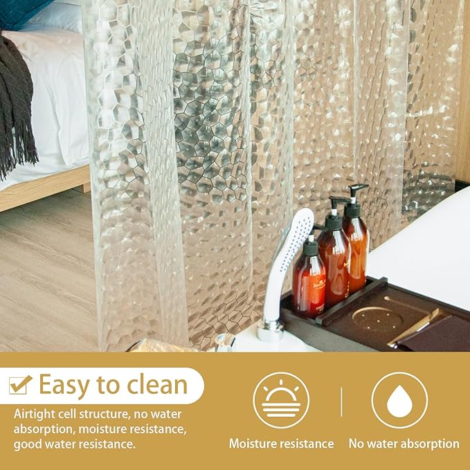 NTBAY EVA Clear Shower Curtain with Water Cube, Water-Repellent Liner with 3 Magnets for Bathroom, 72x78 Inches