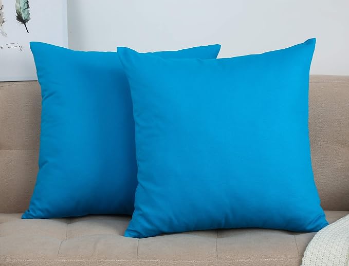 TangDepot Handmade Decorative Solid 100% Cotton Canvas Throw Pillow Covers /Pillow Shams, (16" x16" , Pacific Blue, 1 Count (Pack of 1)) | 100% cotton, same-color zip, machine wash & air dry. For living room, bedroom, office, car. 42 colors, 205 sizes....