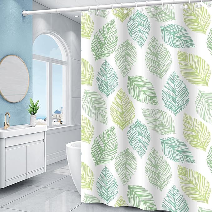 Plastic Shower Liner - Premium PEVA 4G Shower Curtain Liner with Rustproof Grommets and 3 Weighted Magnets, Waterproof Shower Curtain for Bathroom… (Tricolor Leaf, 72”*72”)