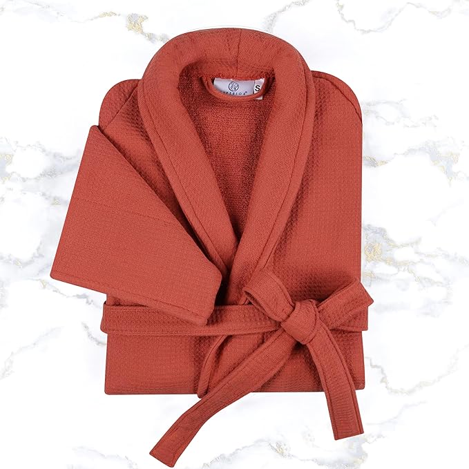 Superior Waffle Weave Cotton Unisex Bathrobe with Belt, Soft and Absorbent Robe for Men and Women Bath Essentials Robes