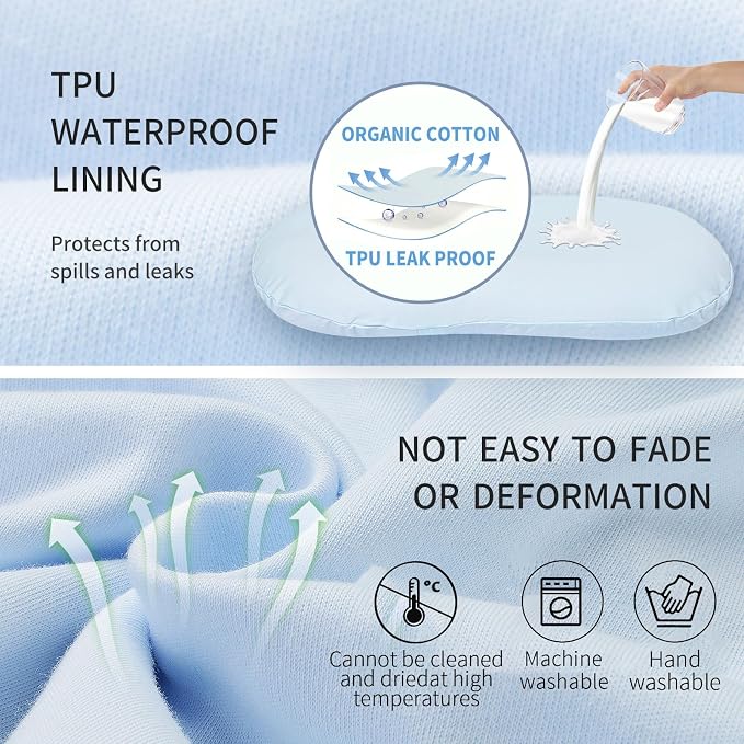 Pucmaoci Organic Waterproof Baby Lounger Covers | 100% Organic Cotton| Removable Cover with Waterproof Liner | Machine Washable and Dry (Cover only) (Blue)