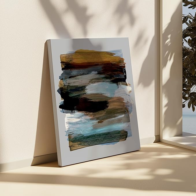 Monem Art Abstract Earth Tone Brushstroke Print - Modern Painterly Art Poster - Wall Decor for Living Room, Bedroom or Office - 18x24 ROLLED CANVAS Wall Art by Mareike Bohmer