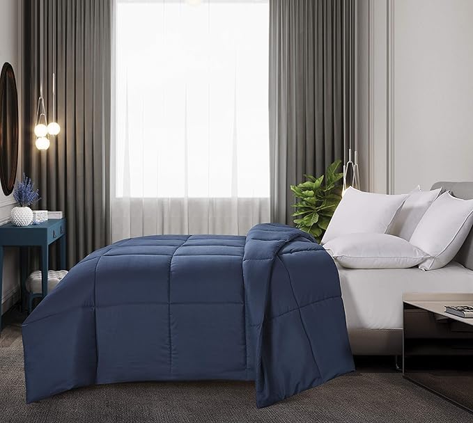 Blue Ridge Home Fashions Microfiber Color Down Down Alternative Comforter, Full-Queen, Navy