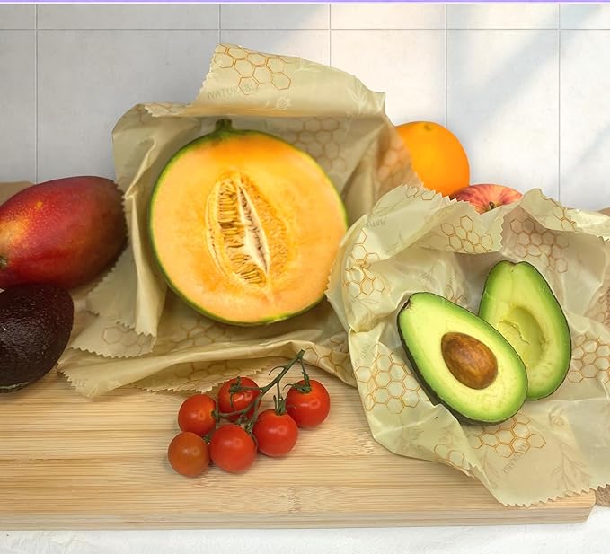 Beeswax Bread Bag for Homemade Bread & Beeswax Wrap Set, 2 XL Sourdough Bread Bags + 2 Beeswax Wraps for Food | Keep Bread Fresh, Breathable, Reusable & Less Waste Storage for Home Bakers (Beige) | Sourdough Bread Bags