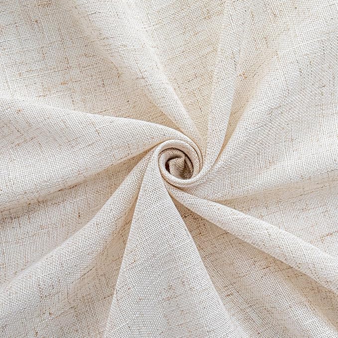 MYSKY HOME Linen Curtains 30 Inch Length for Kitchen Window, Semi Sheer Light Filtering Cafe Curtain Tiers Rod Pocket Short Country Decor Drapes for Basement/Small Window, Linen, 2 Panels, 34 x 30 in
