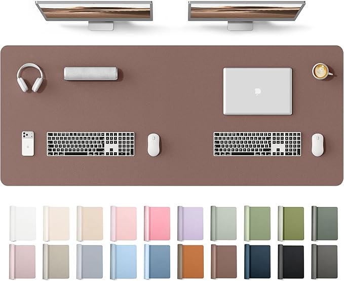 YSAGi Leather Desk Protector, Office Mat, Large Mouse Mat, Non-Slip PU Leather Blotter, Laptop Desk Mat, Waterproof Writing Pad for Office and Home(Chocolate, 63" x 24")