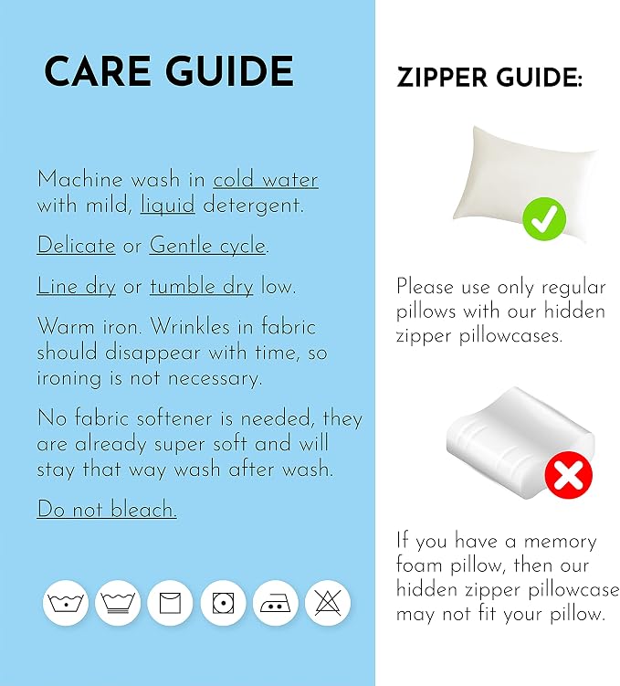 Zippered Pillowcases - Queen Size 30x20, 100% Viscose Derived from Bamboo, 2 PK, White - Cooling Pillow Cases - Silky Pillow Covers for Hot Sleepers, Menopause, Night Sweats - by JoMo