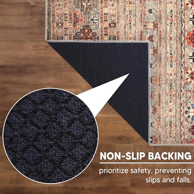 Keen Home Design 30"x84" Rug - Machine Washable Runner Rug with Non-Slip Backing, Ideal for Hallway, Entryway, Kitchen, Laundry Room - Vintage, Easy Clean, Durable, Low Pile Rug - (2'6" x 7')
