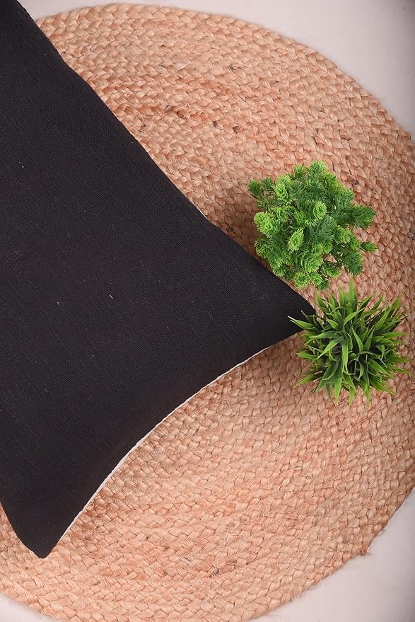 Trade Star Mudcloth Solid Cushion Cover 100% Cotton Pillow Cover Lumbar Throw Pillowcase Handmade Boho Decorative Large Bedding Decor Case for Living Room (Black Solid 14X36 INCHES)