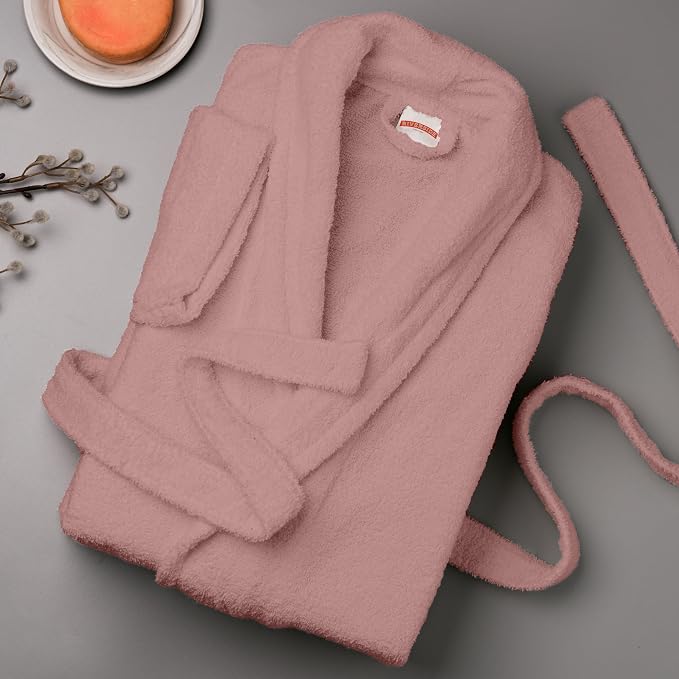 RIVERSIDE Premium 100% Cotton Terry Bathrobe For Women and Men - Soft Towel Robes with Shawl Collar Ajdustable Belt & Pockets