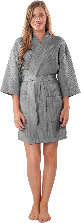 Turquaz Lightweight Short Robes For Women Waffle Kimono Bathrobe - Soft, Fast-Drying, Long-Lasting Cotton Blend