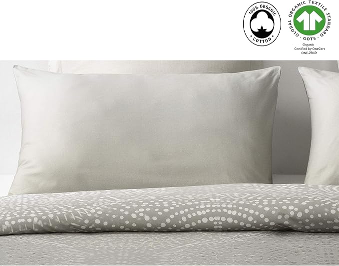 A1HC Humus Reversible Print Organic Cotton Pillowcase (Set of 2) | GOTS Certified Organic Cotton Pillowcase |Wrinkle Resistant| Long Staple Cotton| 21" x 30"