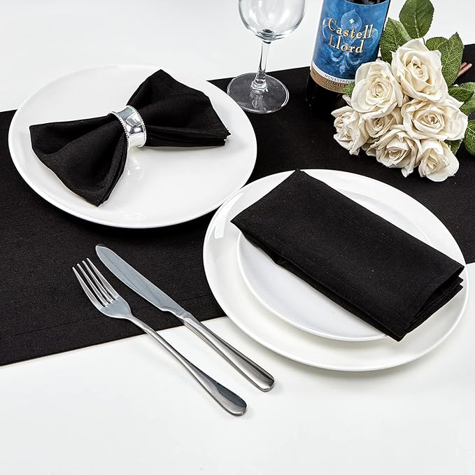 Mebakuk Cloth Napkins Set of 12, Premium 17 x 17 Inch Solid Washable Linen Style Napkins, Soft Table Napkin for Wedding Party Restaurant Dinner Parties