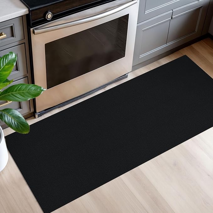 EARTHALL Washable Runner Rug 2x5 Ft Non Slip Runners for Hallways Cotton Rubber Backed Kitchen Runner Braided Indoor Floor Carpet Runners for Entryway, Hallway, Kitchen, Bedroom, Black/Grey
