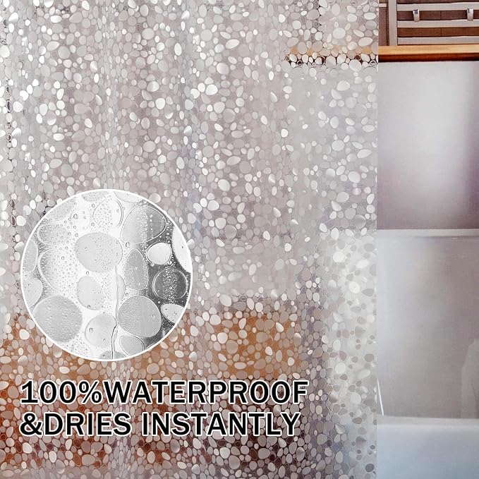 PEVA Shower Curtain, Water Repellent Premium Bathroom Shower Curtain with 3 Magnetic Weights for Shower Stall, Bathtubs