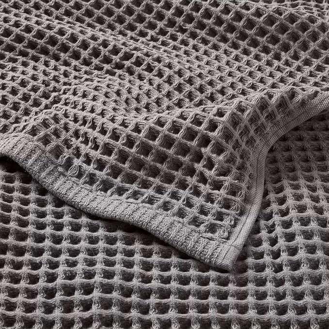 Waffle Towel for Bathroom 59x30 Inches, Turkish Bath Towel, Cotton Bath Towel, 6 Color Option, Mint Green, Brown White, Anthracite, Powder Pink, Gray (Anthracite)