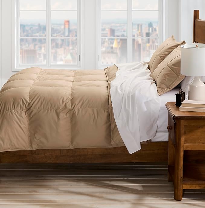 Cuddledown Chroma Down Alternative Comforter | Soft, Lofty, Cloudlike | Hypoallergenic | 100% Cotton Sateen Shell | Handcrafted | Duvet Insert | Oeko-TEX Certified | Queen | Winter | Twig