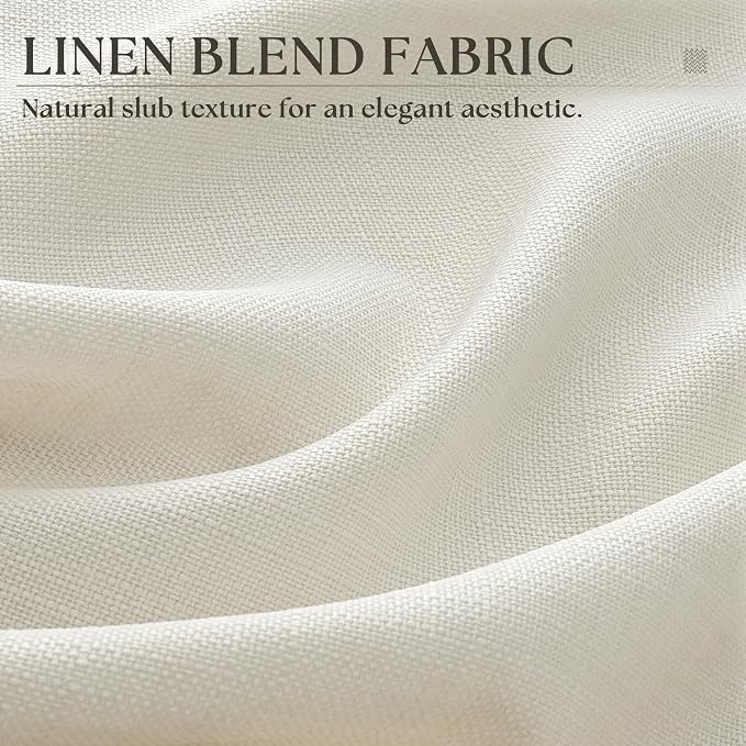 Grommet 80 Inch Cream Curtains for Living Room 2 Panel Sets Grommet Ivory Off White Simple Boho Farmhouse Decor Burlap Textured Semi Sheer Linen Drapes for Bedroom Window Drapery 80 Inches Long