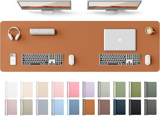 YSAGi Leather Desk Protector, Office Mat, Large Mouse Mat, Non-Slip PU Leather Blotter, Laptop Desk Mat, Waterproof Writing Pad for Office and Home(Brown, 63" x 17.2")