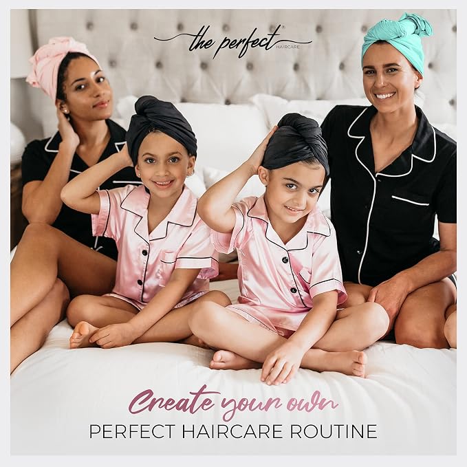 THE PERFECT HAIRCARE Microfiber Hair Plopping Towel Set – Super Absorbent Anti-Frizz Hair Drying Wrap + 2 Curl Scrunching Towels – Fast Drying, Lightweight Wrap for Women, Girls & All Hair Types
