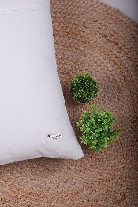 Trade Star 100% Cotton Cushion Case Throw Pillow Cover Lumbar Rectangle Fall Decor Cushion Cover Decorative Pillow Cases for Home (Ivory (Solid), 14 X22 Inch)
