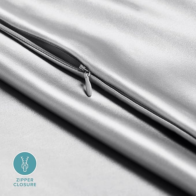 Bare Home 100% Mulberry Silk Pillowcase for Hair and Skin - Ultra Premium 6A Grade 19 Momme Silk Pillow Case - Hidden Zipper - Breathable Cooling Pillow Cover (Standard, Silver)