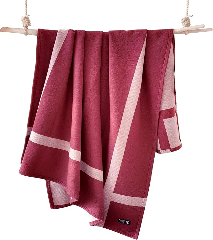 Wool Blanket & Throws 90% Wool Warm Blanket Soft Couch Blankets 75"x55" Twin Throw Blankets for Living Room, Camping, Outdoors, or Car Travel with Exquisite Box for Gift (Maroon)