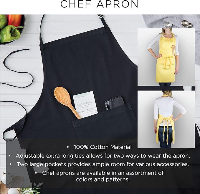 DII 100% Cotton Solid Chambray Kitchen Set, Chef Apron, Rose, 1 Piece