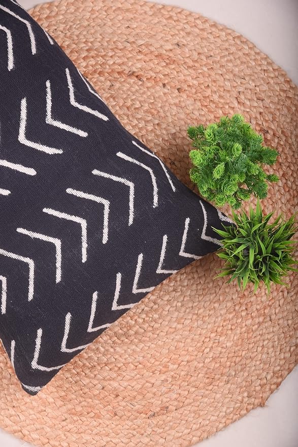 Trade Star Ethnic Boho Decor Throw Pillow Cases 100% Cotton Pillow Cover Black Rustic Fall Decor Cushion Case Mudcloth Cushion Cover for Housewarming Gifts Large Back Rest Pillow Cover 14X36 Inches
