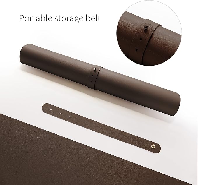 RENMTURE Dual-Sided Mouse Pad, Natural Cork & PU Leather Large Desk Pad for Office and Home Work, Desk Protector Non-Slip, Waterproof, Easy Clean (Dark Coffee, 23.6" x 13.7")