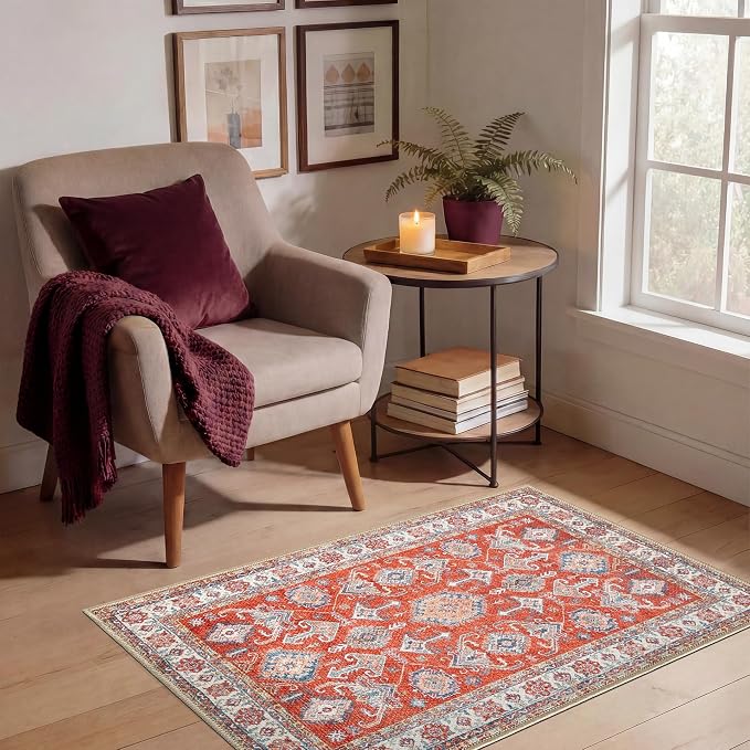 Keen Home Design 24"x36" Rug - Machine Washable Entry Rug with Non-Slip Backing, Ideal for Enteryway, Kitchen, Bathroom, Laundry Room - Vintage, Easy Clean, Durable, Low Pile - (2' x 3')