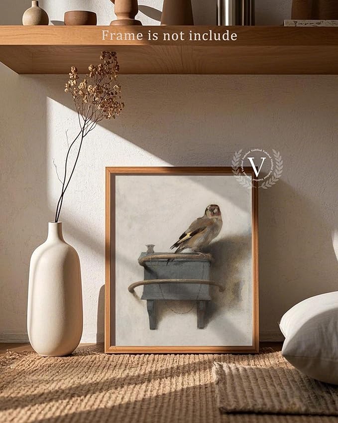 Vodefoad Retro Bird wall art Neutral bird Still Life Canvas Prints Painting Cottage Oil Art Print Country Field Style Birds Vintage Wall Decor for Gallery Kitchen Living Room Bedroom (UNFRAMED 8x10in)