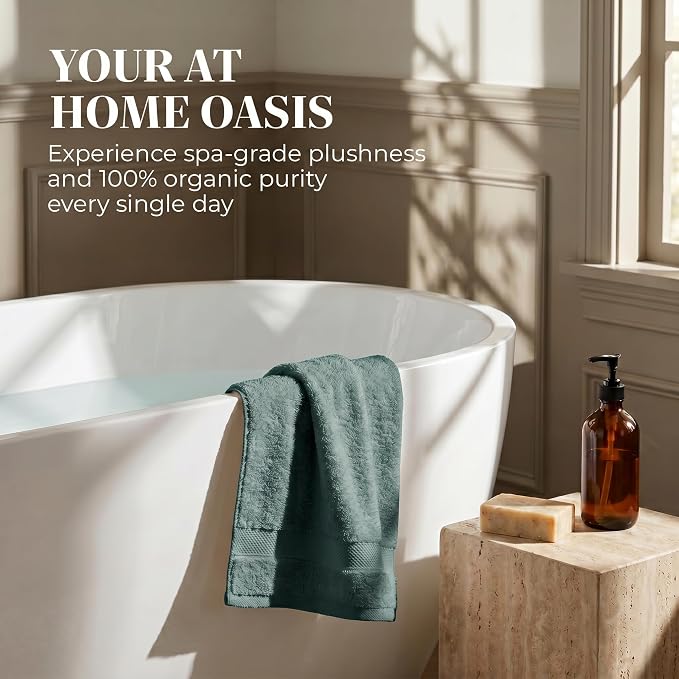 4 Pack Organic Cotton Bath Towels, 700 GSM Plush Long-Staple Set, Soft Absorbent Quick-Dry Large Shower Towels for Bathroom, GOTS & Oeko-TEX Certified Hotel Linens, 30x58 in – Slate Gray